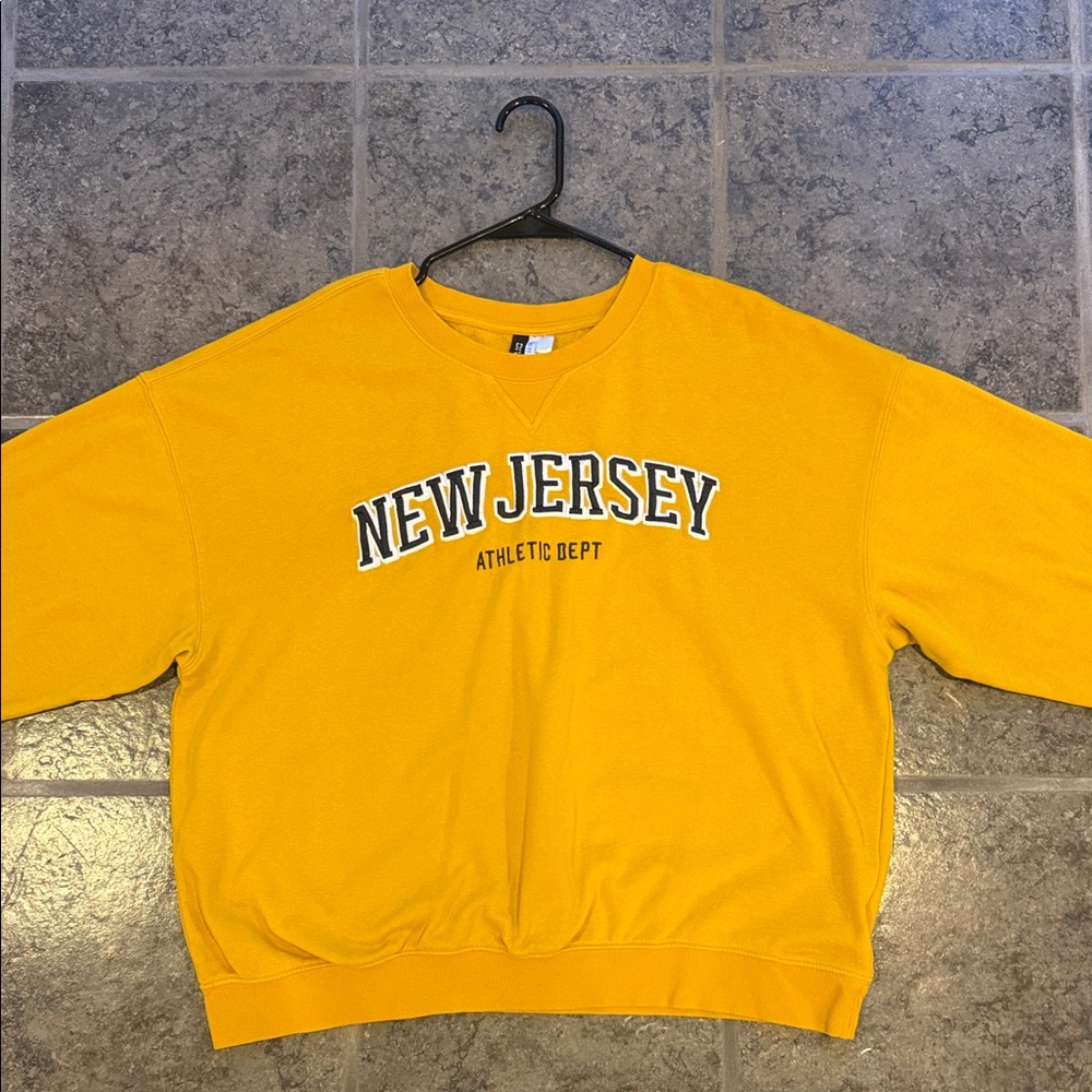 H&M Yellow Crewneck Sweater with New Jersey Print